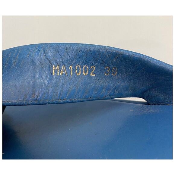 Authentic Gucci Women’s Sandals Blue Leather Embroidered Flip Flop Thong Sz 39 - Picture 8 of 11